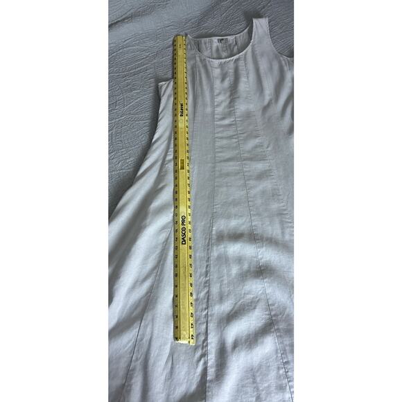 J Jill 100% Lt Gray Linen Sz XL Slvs Maxi Shift Dress Lagen Look Capsule - Picture 8 of 10